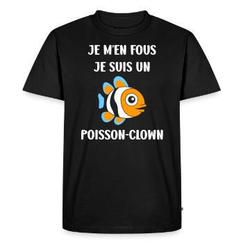 Humour petit poisson clown - T-shirt Premium bio Homme - noir - Devant - Nico (187cm)