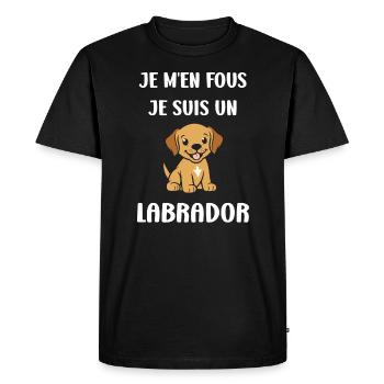 Petit chien humour labrador - T-shirt Premium bio Homme - noir - Devant - Nico (187cm)
