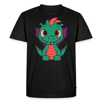 Bébé dragon - T-shirt Premium bio Homme - noir - Devant - Nico (187cm)