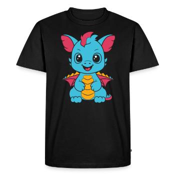Bébé dragon - T-shirt Premium bio Homme - noir - Devant - Nico (187cm)
