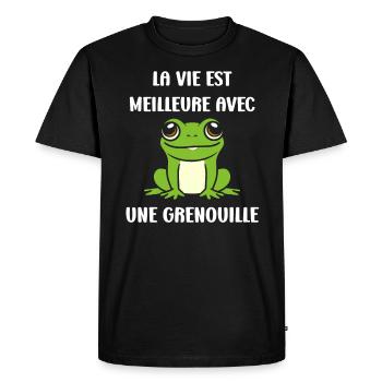 Petite grenouille - T-shirt Premium bio Homme - noir - Devant - Nico (187cm)