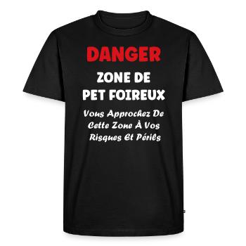 Danger zone de prout - T-shirt Premium bio Homme - noir - Devant - Nico (187cm)