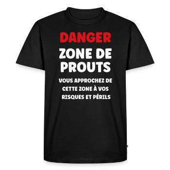 Danger zone de prout - T-shirt Premium bio Homme - noir - Devant - Nico (187cm)