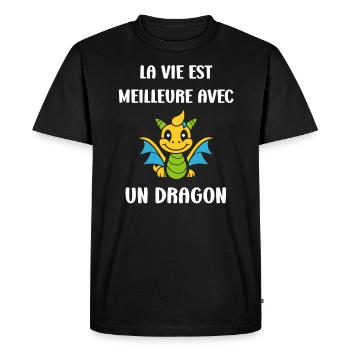 Bébé dragon - T-shirt Premium bio Homme - noir - Devant - Nico (187cm)