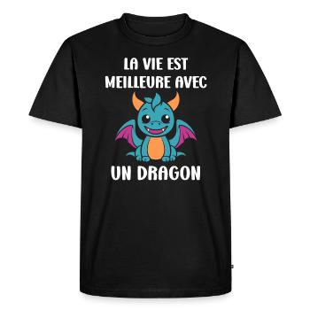Bébé dragon - T-shirt Premium bio Homme - noir - Devant - Nico (187cm)