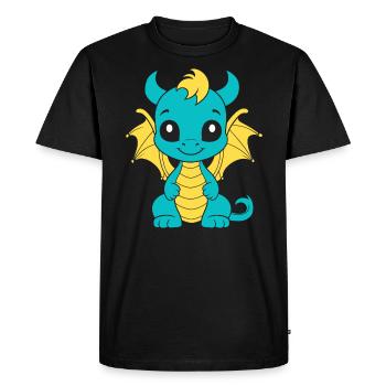 Bébé dragon - T-shirt Premium bio Homme - noir - Devant - Nico (187cm)