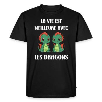 Bébé dragon - T-shirt Premium bio Homme - noir - Devant - Nico (187cm)
