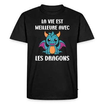 Bébé dragon - T-shirt Premium bio Homme - noir - Devant - Nico (187cm)