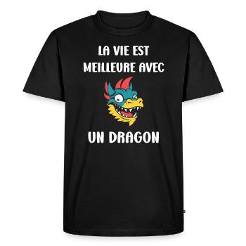 Bébé dragon - T-shirt Premium bio Homme - noir - Devant - Nico (187cm)