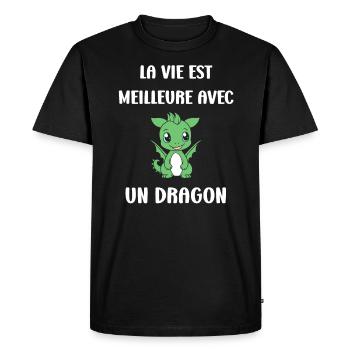 Bébé dragon - T-shirt Premium bio Homme - noir - Devant - Nico (187cm)