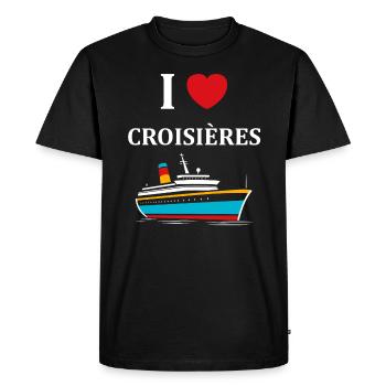 I love Croisières - T-shirt Premium bio Homme - noir - Devant - Nico (187cm)