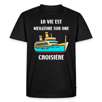 La vie est meilleure sur une Croisière - T-shirt Premium bio Homme - noir - Devant - Nico (187cm)