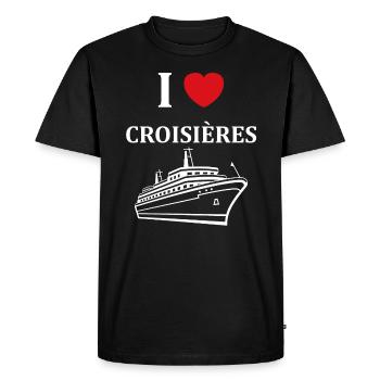 I love Croisières - T-shirt Premium bio Homme - noir - Devant - Nico (187cm)