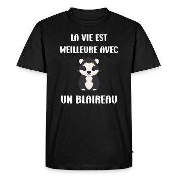 Humour blaireau - T-shirt Premium bio Homme - noir - Devant - Nico (187cm)
