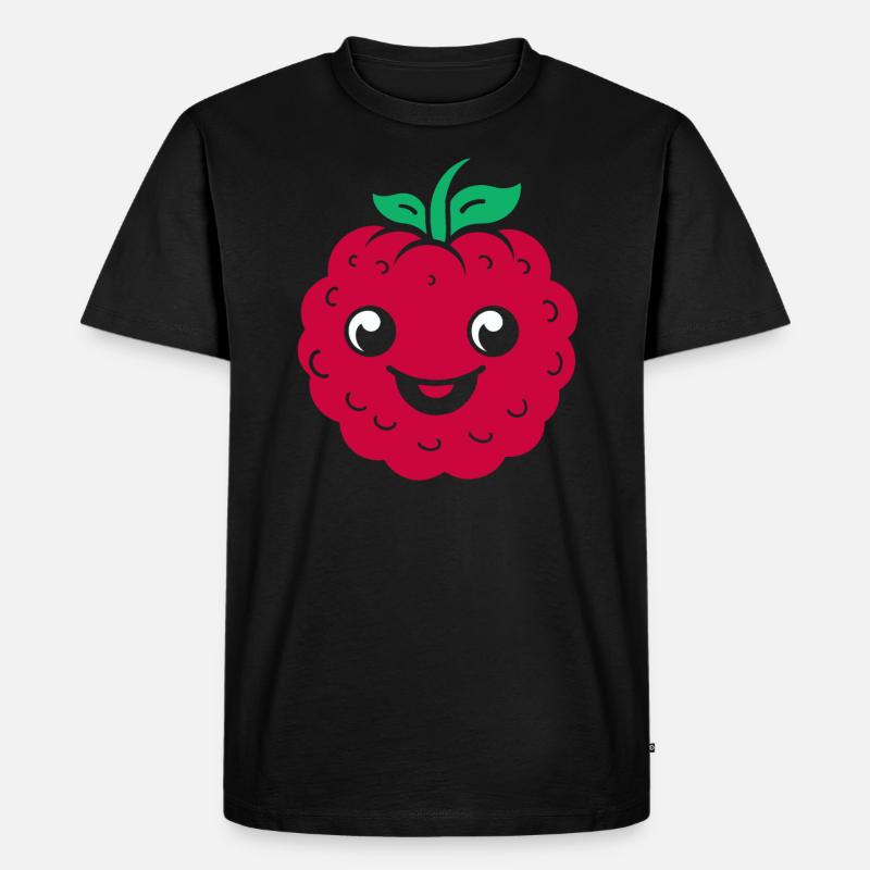 Himbeere - Männer Premium Bio T-Shirt - Schwarz