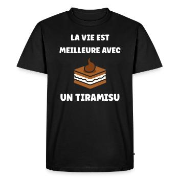 Humour tiramisu - T-shirt Premium bio Homme - noir - Devant - Nico (187cm)