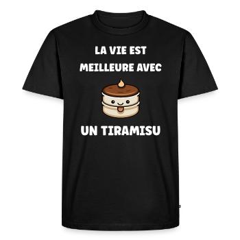 Humour tiramisu - T-shirt Premium bio Homme - noir - Devant - Nico (187cm)