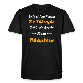 Humour punch planteur - T-shirt Premium bio Homme - noir - Devant - Nico (187cm)
