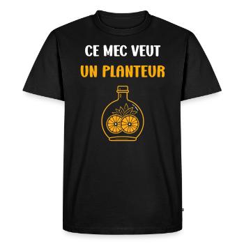 Humour punch planteur - T-shirt Premium bio Homme - noir - Devant - Nico (187cm)