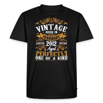 Cadeau D'anniversaire Février 2012 Vintage 12e - T-shirt Premium bio Homme - noir - Devant - Nico (187cm)