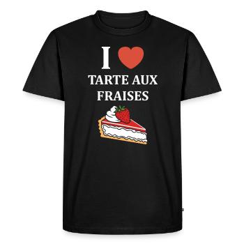 Tarte aux fraises - T-shirt Premium bio Homme - noir - Devant - Nico (187cm)