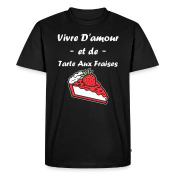 Tarte aux fraises - T-shirt Premium bio Homme - noir - Devant - Nico (187cm)