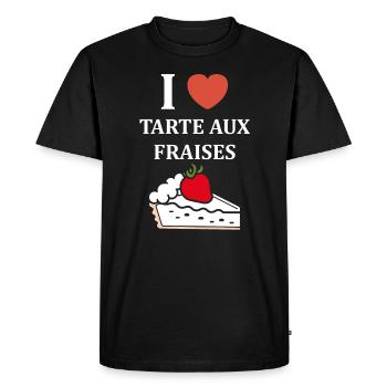 Tarte aux fraises - T-shirt Premium bio Homme - noir - Devant - Nico (187cm)