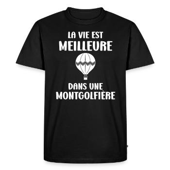 Humour Montgolfière - T-shirt Premium bio Homme - noir - Devant - Nico (187cm)