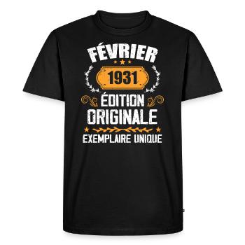 Cadeau 93e Anniversaire Nées En Février 1931 - T-shirt Premium bio Homme - noir - Devant - Nico (187cm)