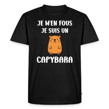 Humour Capybara - T-shirt Premium bio Homme - noir - Devant - Nico (187cm)