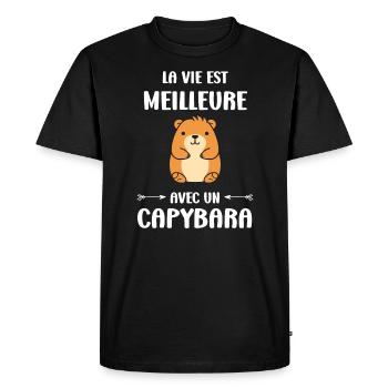 Humour Capybara - T-shirt Premium bio Homme - noir - Devant - Nico (187cm)