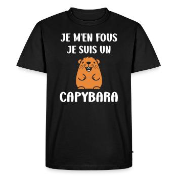 Humour Capybara - T-shirt Premium bio Homme - noir - Devant - Nico (187cm)