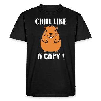 Humour Capybara - T-shirt Premium bio Homme - noir - Devant - Nico (187cm)