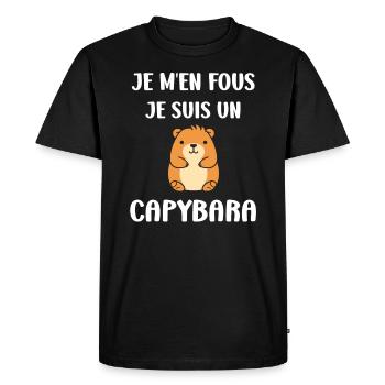Humour Capybara - T-shirt Premium bio Homme - noir - Devant - Nico (187cm)