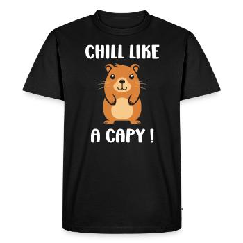 Humour Capybara - T-shirt Premium bio Homme - noir - Devant - Nico (187cm)
