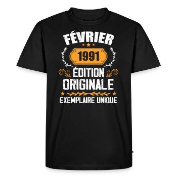 Cadeau 33e Anniversaire Nées En Février 1991 - T-shirt Premium bio Homme - noir - Devant - Nico (187cm)