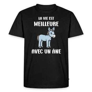 Humour petit âne - T-shirt Premium bio Homme - noir - Devant - Nico (187cm)