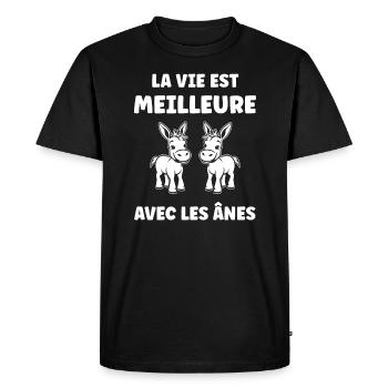 Humour petit âne - T-shirt Premium bio Homme - noir - Devant - Nico (187cm)