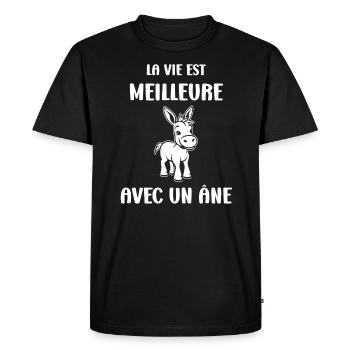 Humour petit âne - T-shirt Premium bio Homme - noir - Devant - Nico (187cm)