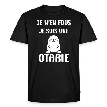 Animal mignon humour otarie - T-shirt Premium bio Homme - noir - Devant - Nico (187cm)