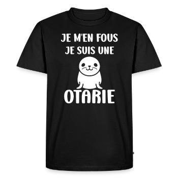Animal mingon humour otarie - T-shirt Premium bio Homme - noir - Devant - Nico (187cm)