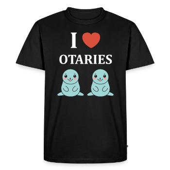 Animal mignon humour otarie - T-shirt Premium bio Homme - noir - Devant - Nico (187cm)