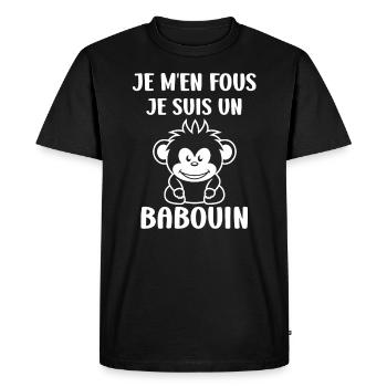 Humour petit singe babouin - T-shirt Premium bio Homme - noir - Devant - Nico (187cm)
