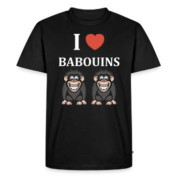 Humour petit singe babouin - T-shirt Premium bio Homme - noir - Devant - Nico (187cm)