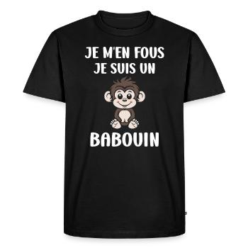 Humour petit singe babouin - T-shirt Premium bio Homme - noir - Devant - Nico (187cm)