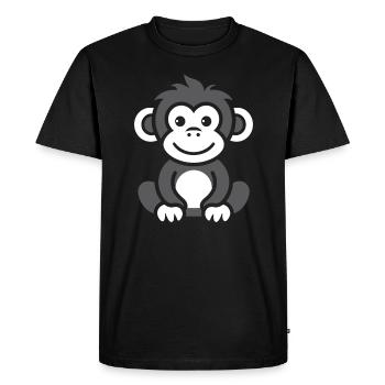 Humour petit singe babouin - T-shirt Premium bio Homme - noir - Devant - Nico (187cm)