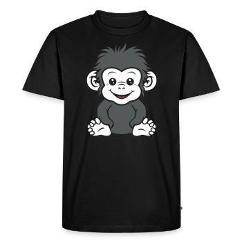 Humour petit singe babouin - T-shirt Premium bio Homme - noir - Devant - Nico (187cm)