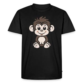 Humour petit singe babouin - T-shirt Premium bio Homme - noir - Devant - Nico (187cm)