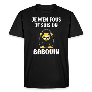 Humour petit singe babouin - T-shirt Premium bio Homme - noir - Devant - Nico (187cm)