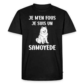 Humour Chien Samoyède - T-shirt Premium bio Homme - noir - Devant - Nico (187cm)